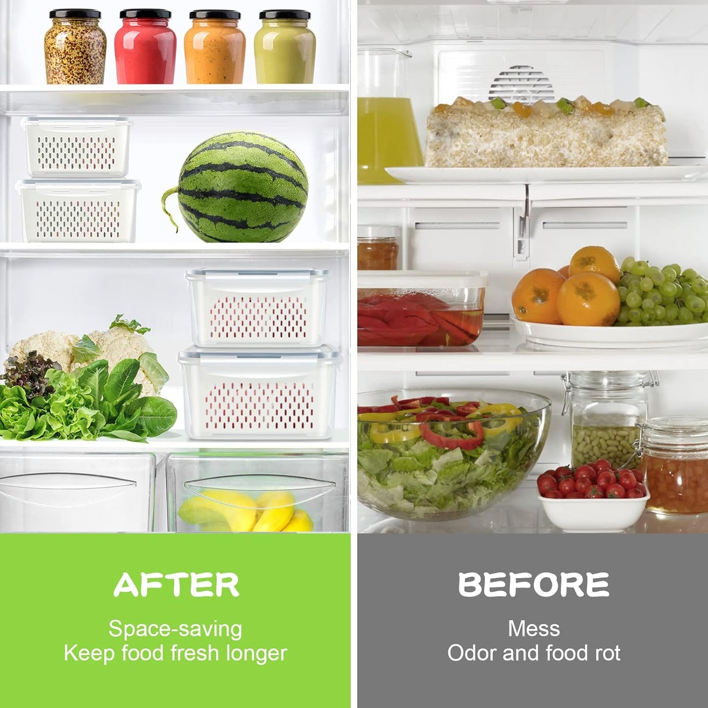 Dluxe Ave. 10 Pieces Fruit Storage Containers for Fridge Organizers and Storage/ 5 Pack Large