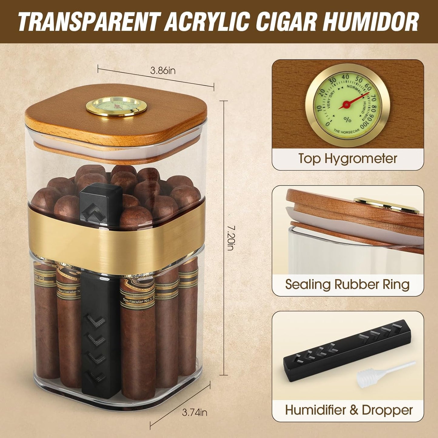 Dluxe Ave.  Cigar Humidor and Ashtray Set/ Wood