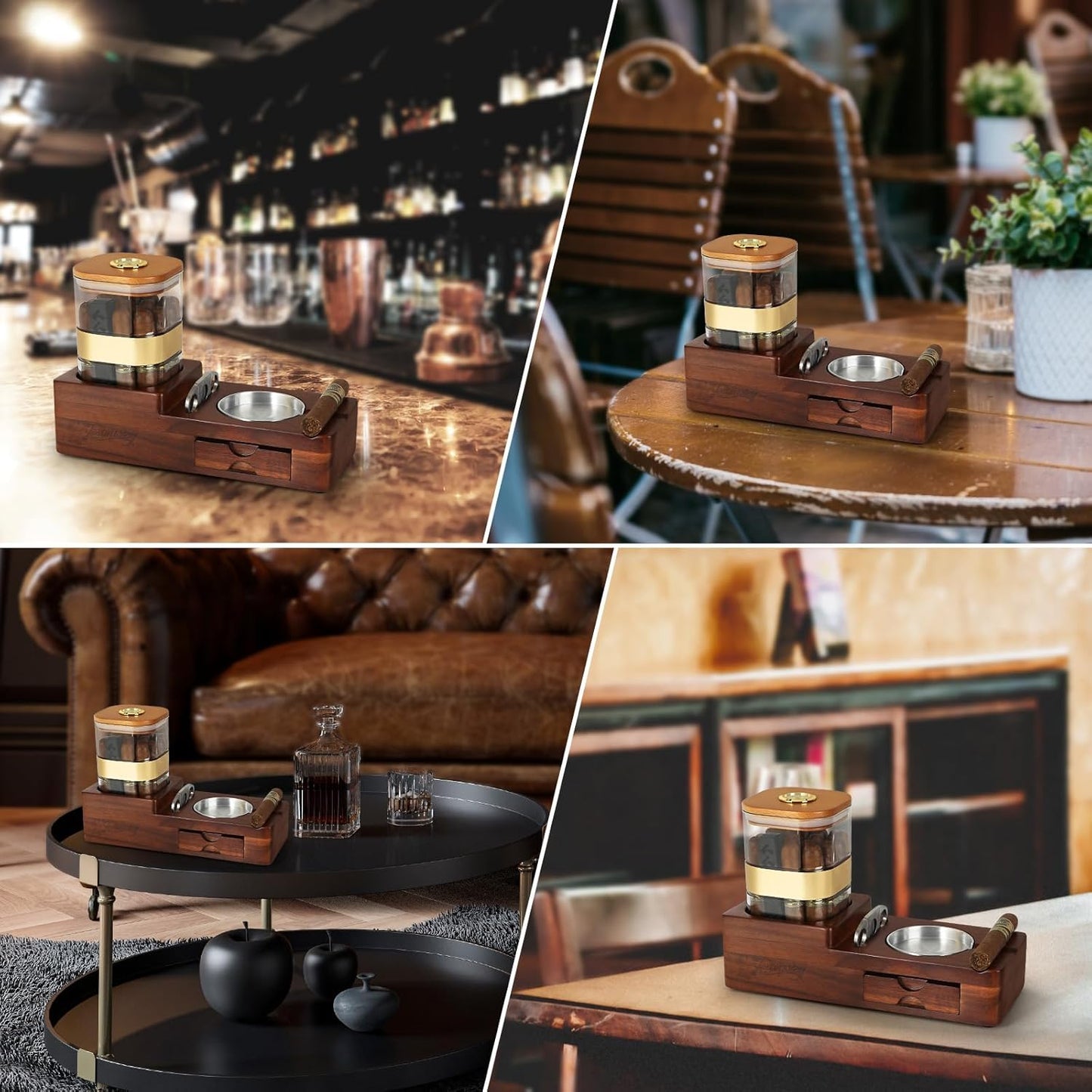 Dluxe Ave.  Cigar Humidor and Ashtray Set/ Wood