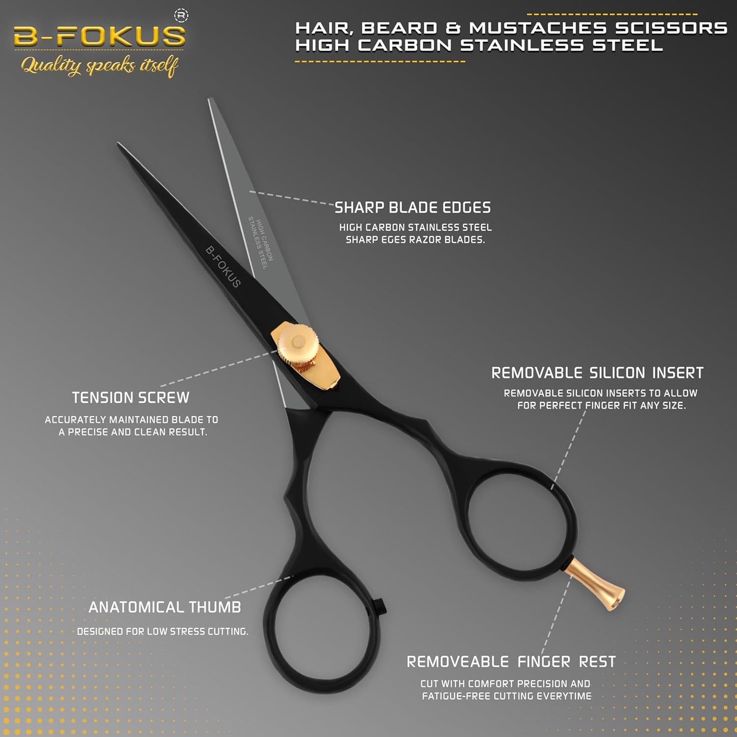 Dluxe Ave. 5.5” Durable Hair Scissors for Mustache & Beard
