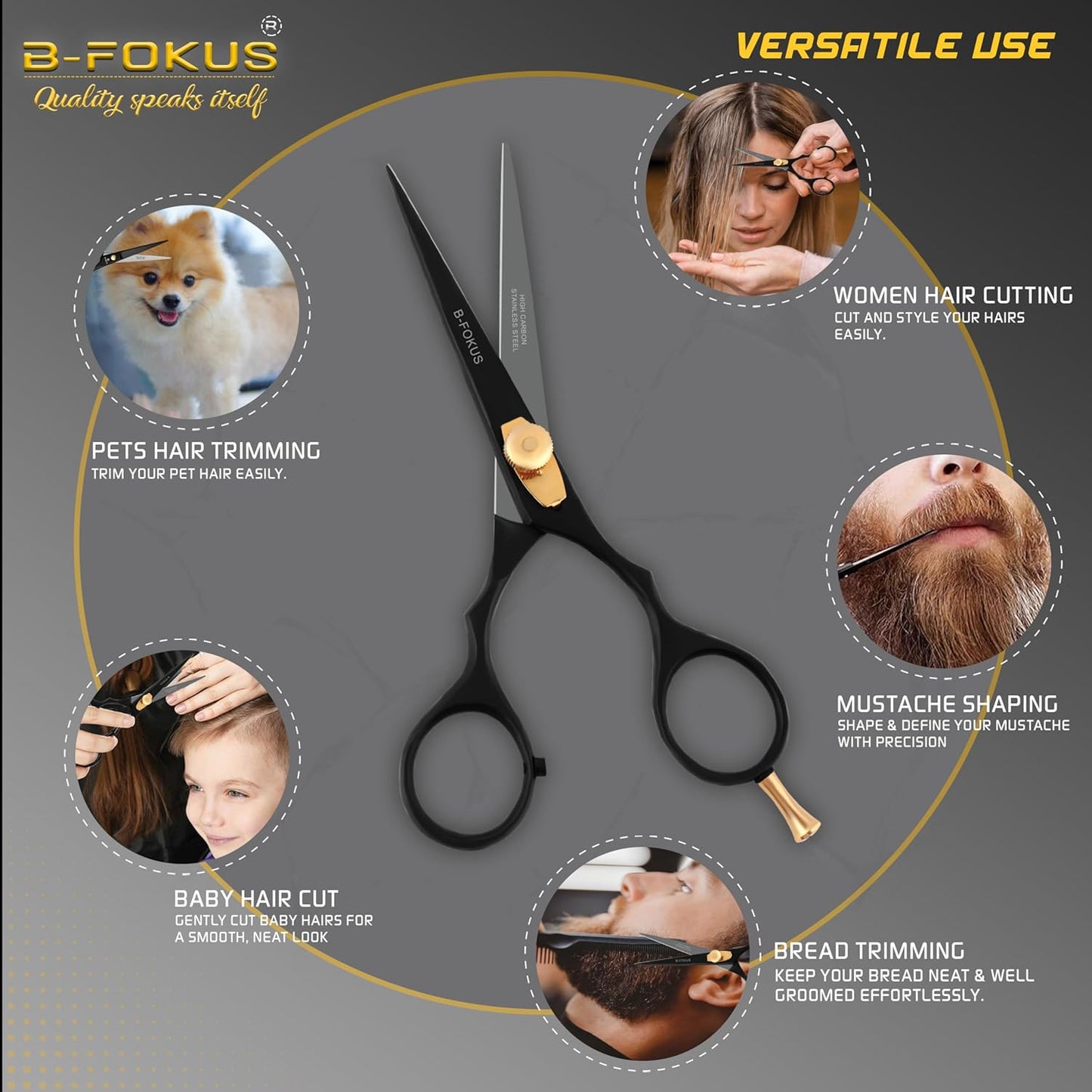 Dluxe Ave. 5.5” Durable Hair Scissors for Mustache & Beard