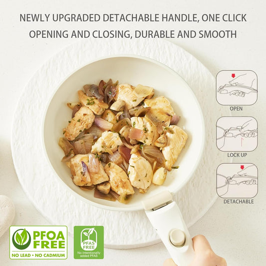 Dluxe Ave. White Pots and Pans Set/ Removable Handle Non Stick
