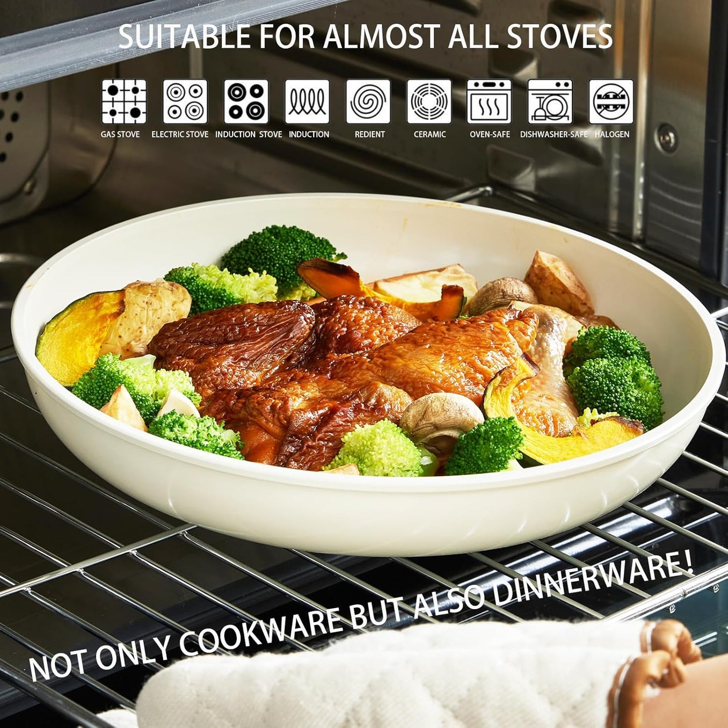 Dluxe Ave. White Pots and Pans Set/ Removable Handle Non Stick