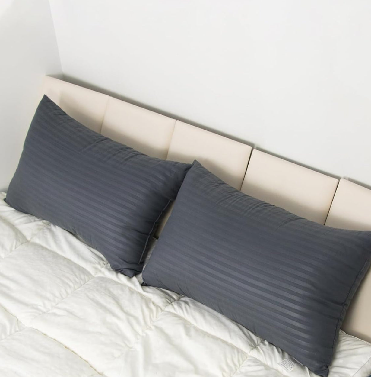 Dluxe Ave. ( QUEEN ) Bed Pillows for Sleeping/ Set of 2/ Luxury Hotel Quality/ Grey