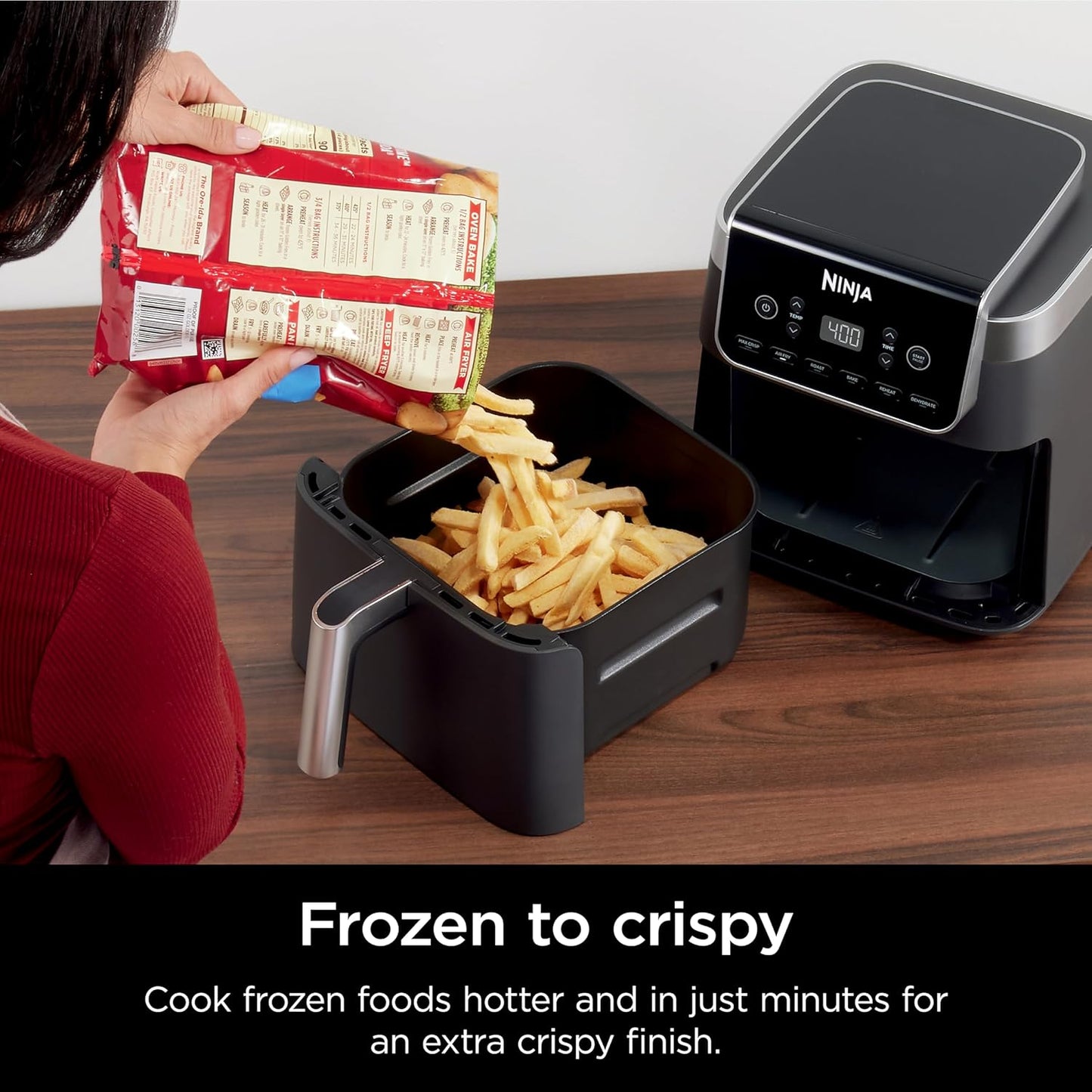 Dluxe Ave. Ninja Air Fryer Pro XL 6-in-1 with 6.5 QT Capacity Max Crisp Air Fry Air Roast Bake Reheat Dehydrate Max Crisp Technology with 450F Nonstick Basket & Crisper Plate Grey AF181