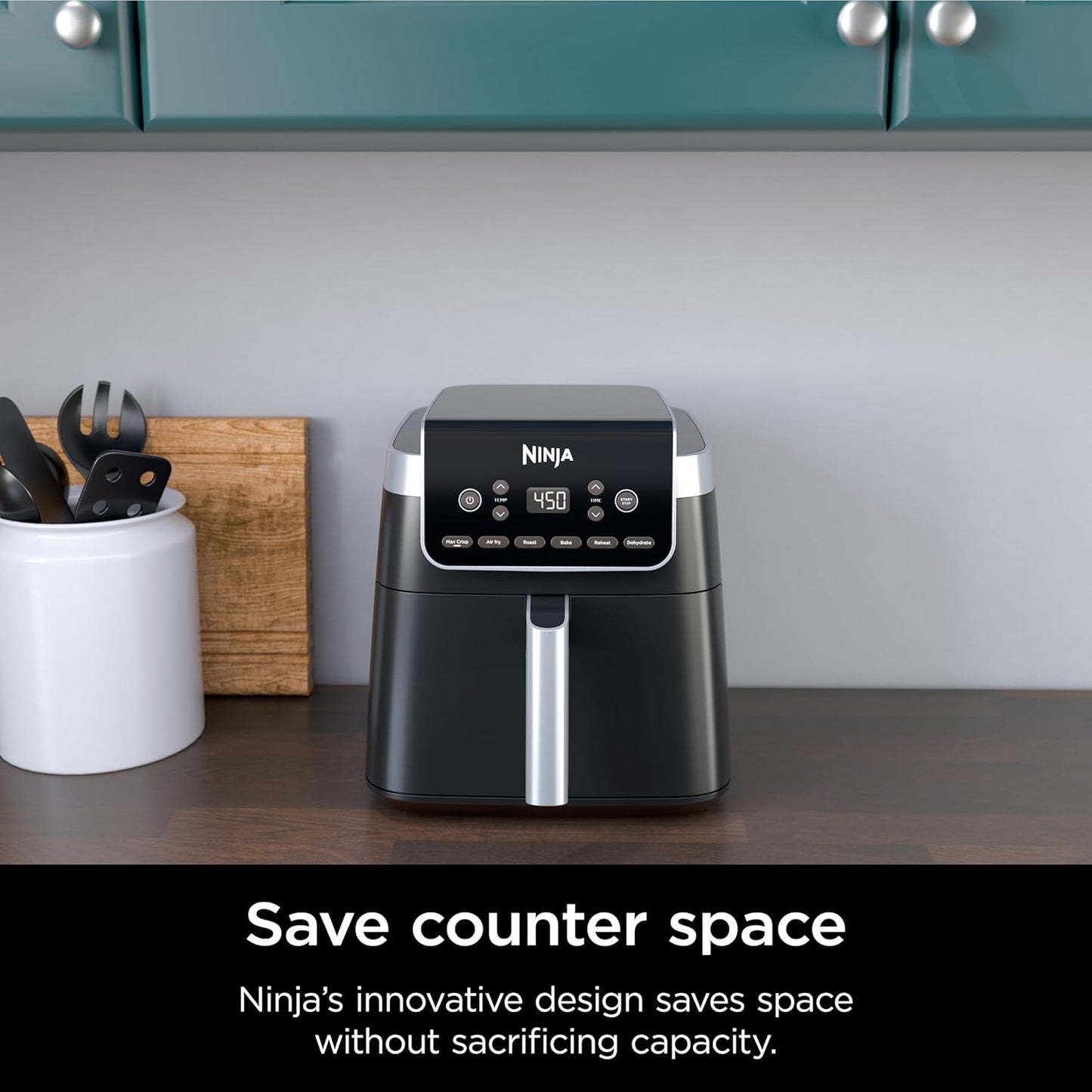 Dluxe Ave. Ninja Air Fryer Pro XL 6-in-1 with 6.5 QT Capacity Max Crisp Air Fry Air Roast Bake Reheat Dehydrate Max Crisp Technology with 450F Nonstick Basket & Crisper Plate Grey AF181
