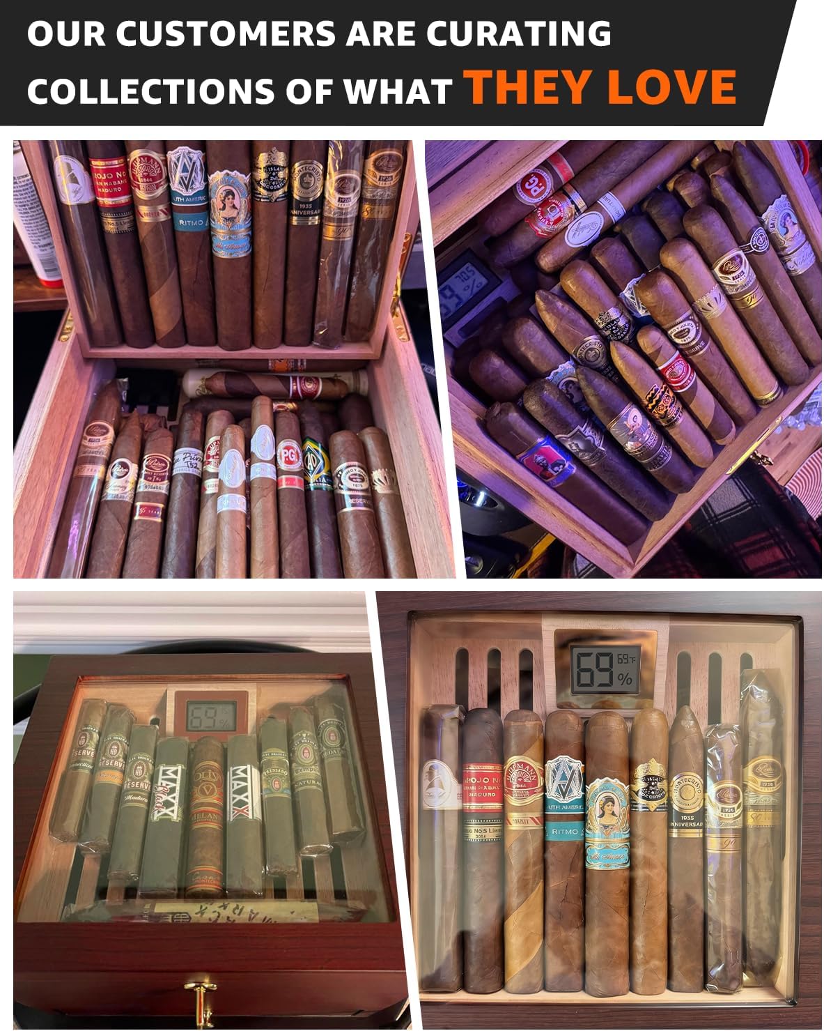 Dluxe Ave. Cigar Humidor with Lock Air Circulation System up to 70 Cigars
