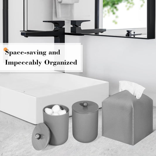 Dluxe Ave. ALPIRIRAL Grey Bathroom Accessories Set 10Pcs Bathroom Accessory Set with Trash Can