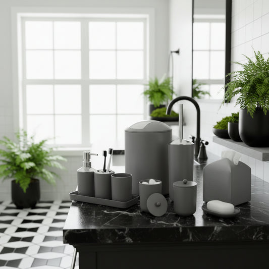 Dluxe Ave. Grey Bathroom Accessories Set/ 10Pcs
