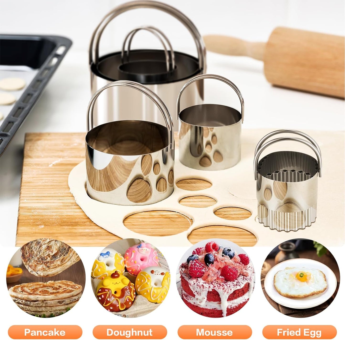 Dluxe Ave. Biscuit Cutter Dough Scraper/ Stainless Steel Set (5Pcs)