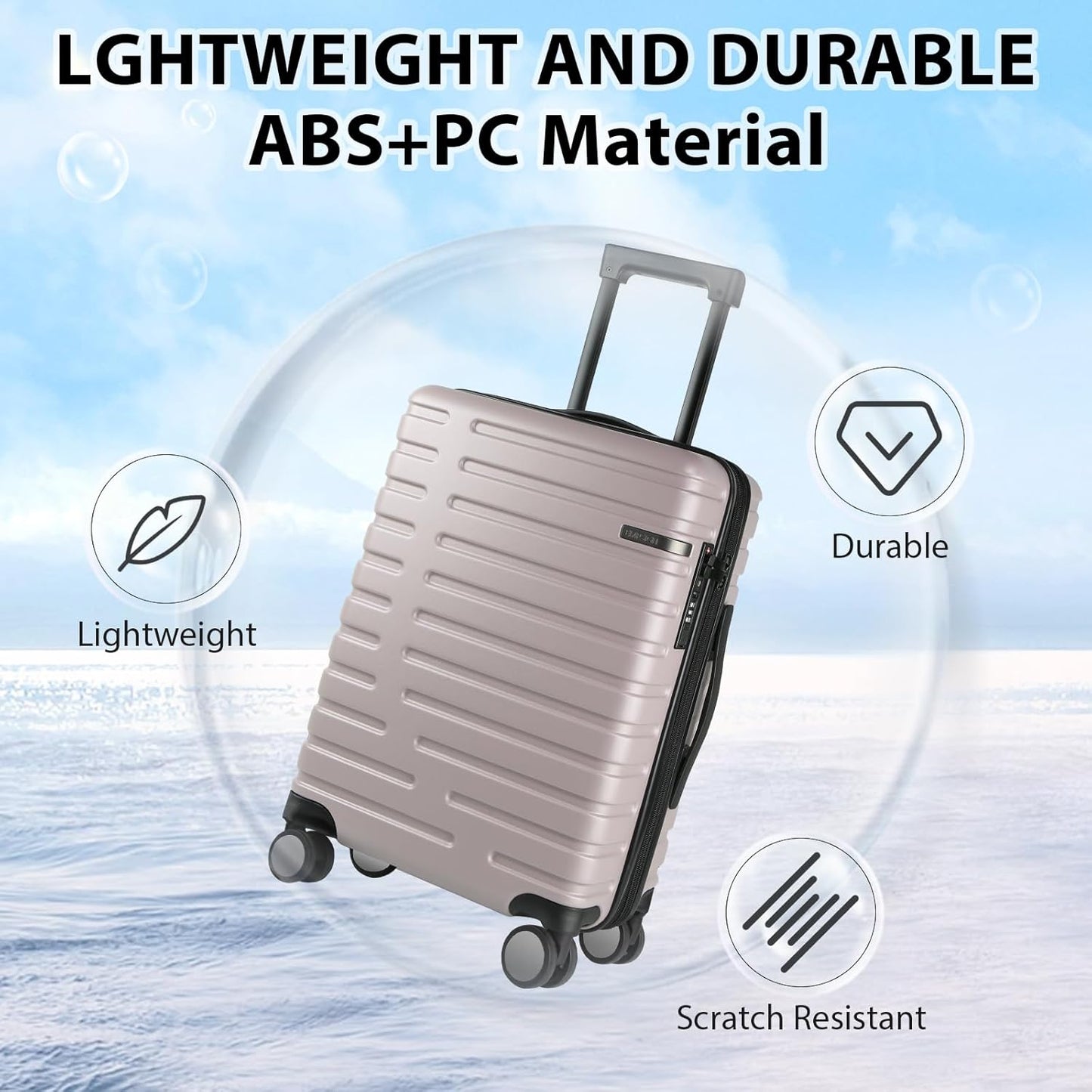Dluxe Ave. Carry On Luggage with Spinner Wheels/ Hard Shell/ TSA Lock/ 20-Inch/ Light Purple