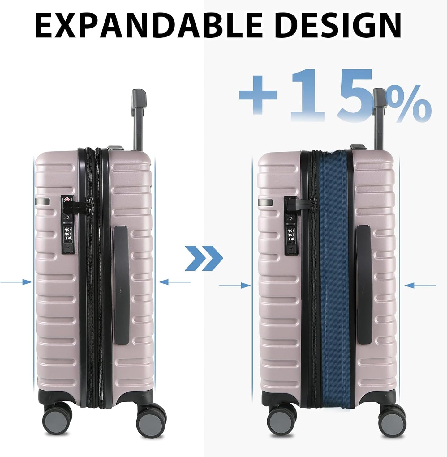 Dluxe Ave. Carry On Luggage with Spinner Wheels/ Hard Shell/ TSA Lock/ 20-Inch/ Light Purple