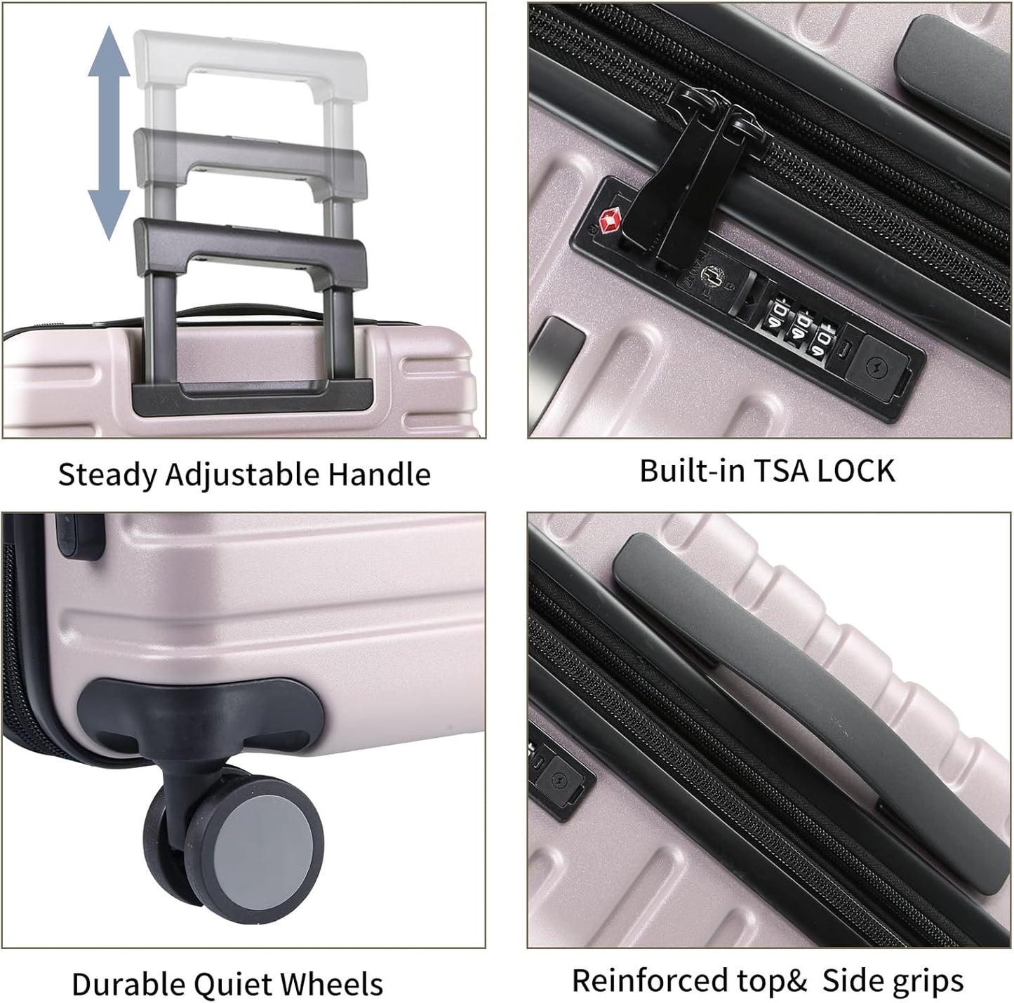 Dluxe Ave. Carry On Luggage with Spinner Wheels/ Hard Shell/ TSA Lock/ 20-Inch/ Light Purple