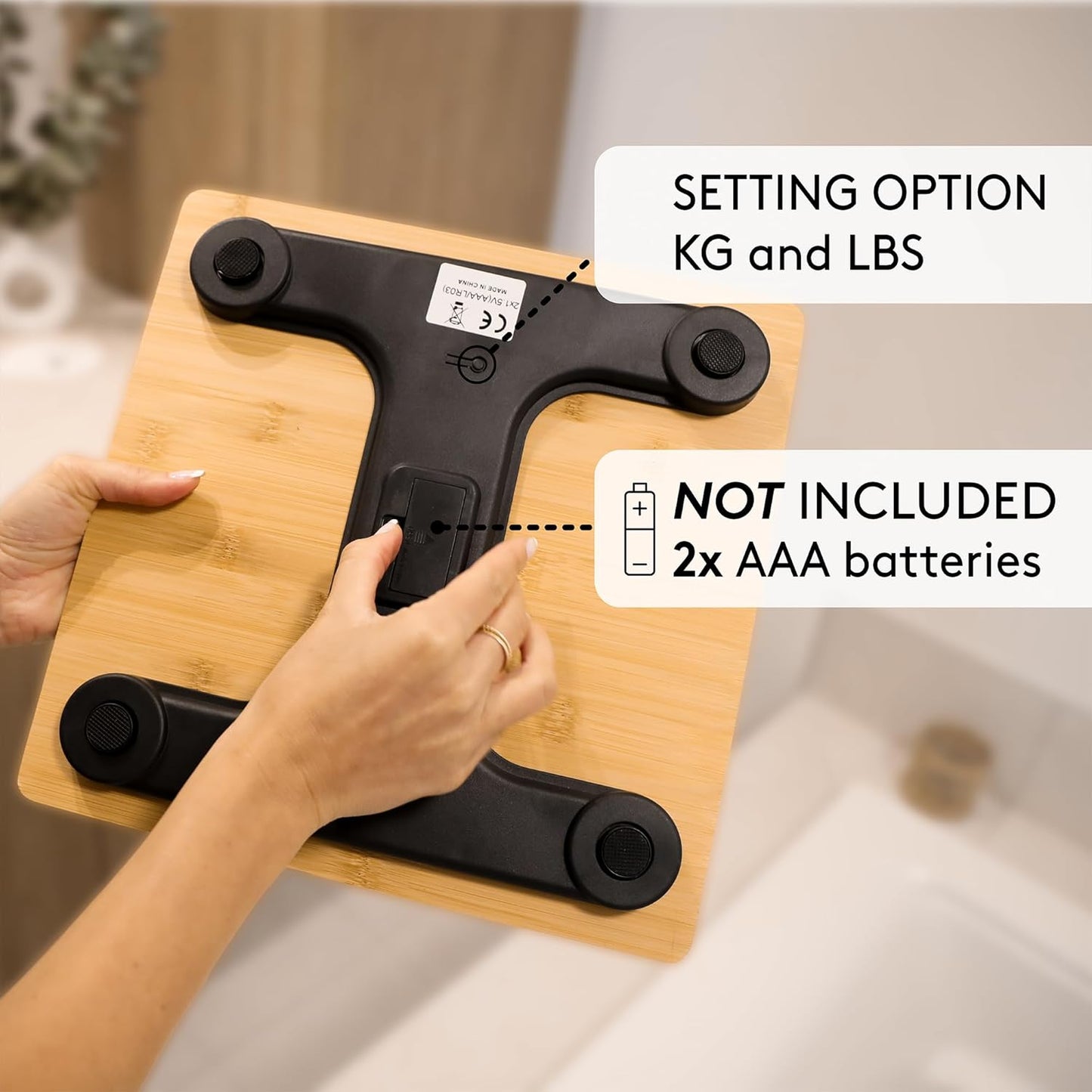 Dluxe Ave. JS Gourmet Wooden Bamboo Bathroom Body Weight Scale with Digital LCD Display