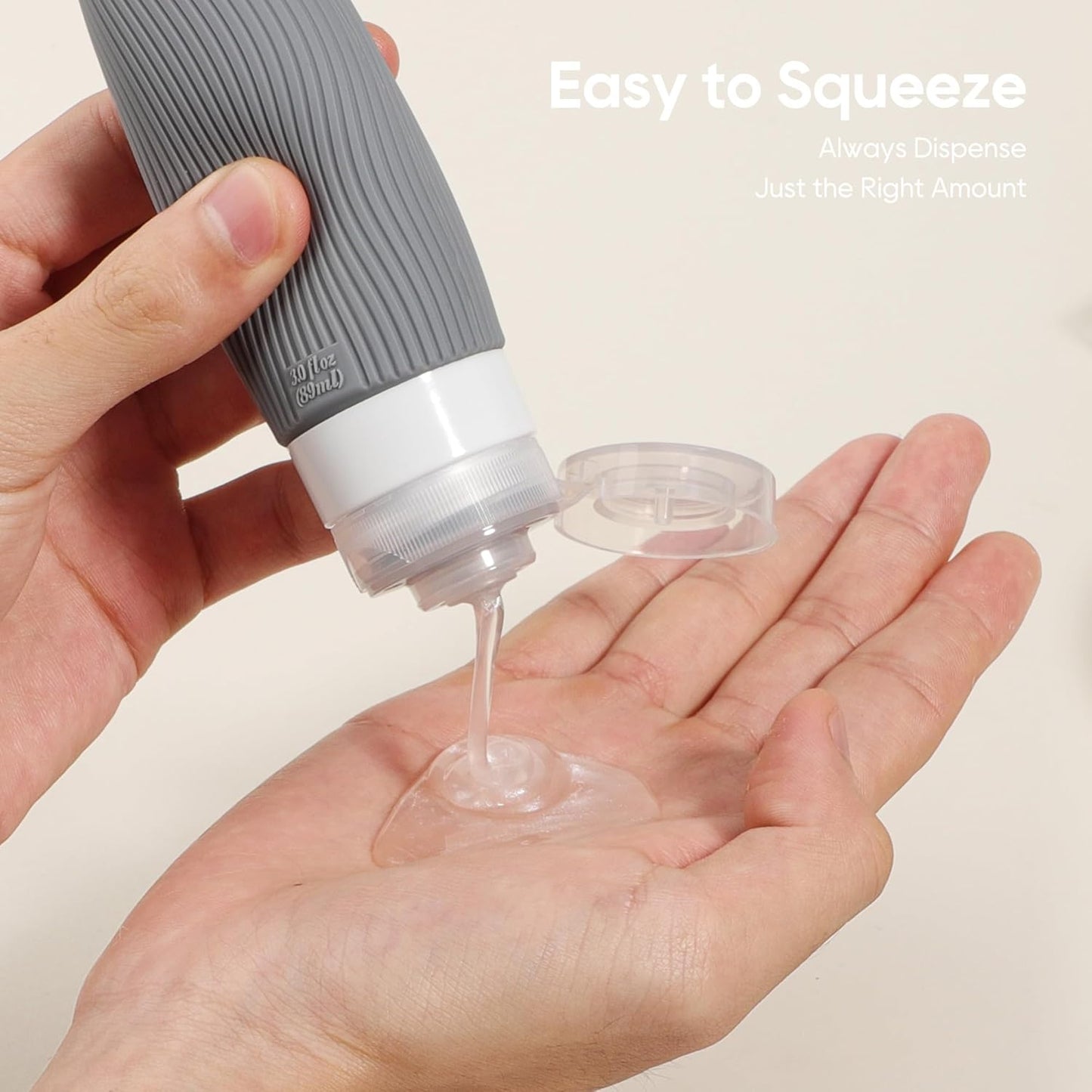 Dluxe Ave. Silicone Travel Bottles for Toiletries/ TSA Approved/ 3oz Leakproof/ BPA Free Refillable / Black White & Grey