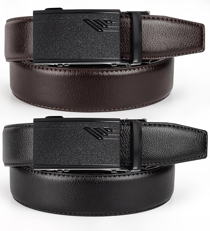 Dluxe Ave.  Mens Leather Slide Belts/  2 Packs/ Adjustable