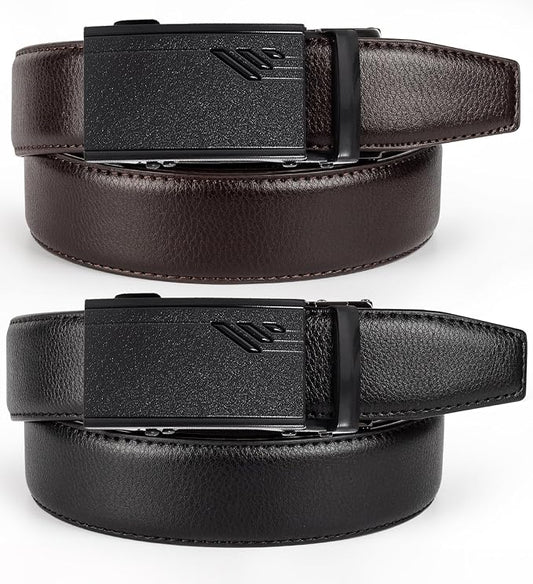 Dluxe Ave.  Mens Leather Slide Belts/  2 Packs/ Adjustable