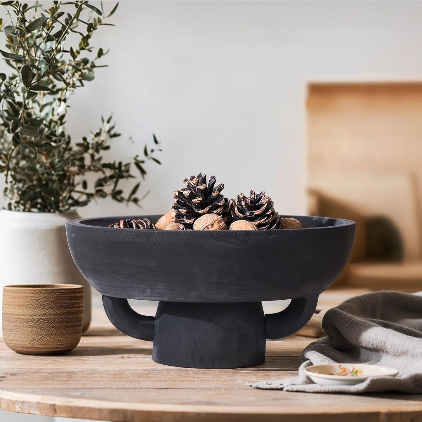 Dluxe Ave. Textured Black Ceramic Decorative Bowl