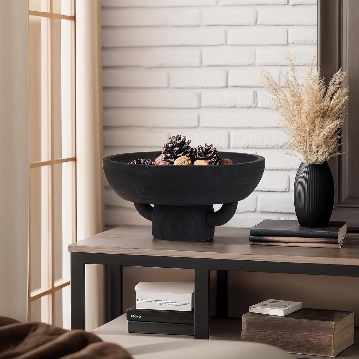 Dluxe Ave. Textured Black Ceramic Decorative Bowl