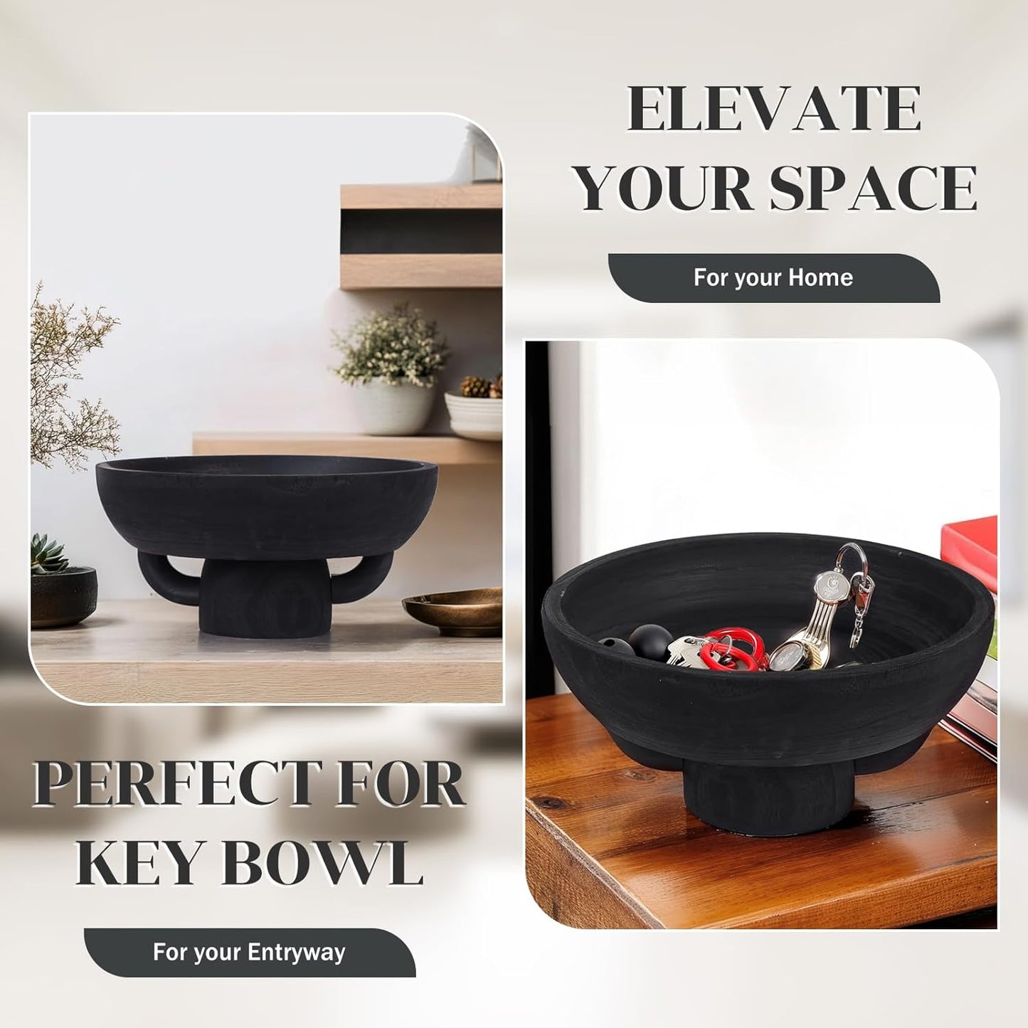 Dluxe Ave. Textured Black Ceramic Decorative Bowl