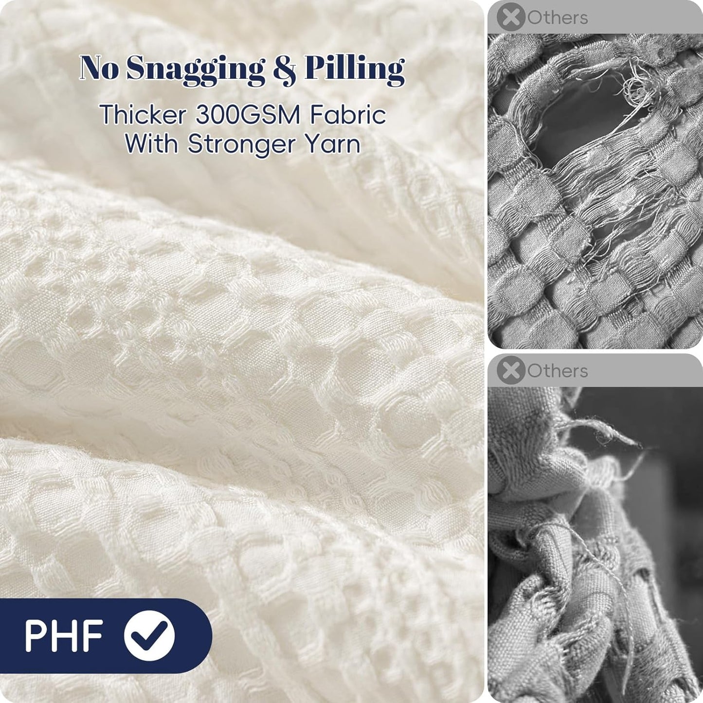 Dluxe Ave. ( KING ) 3 Pcs Cream Waffle Weave Comforter Set/ Ultra Soft Textured/ for All Season/ Cream