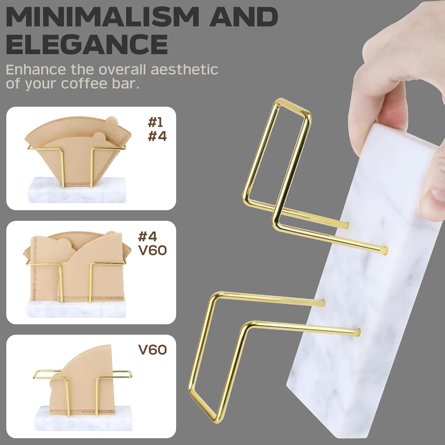 Dluxe Ave. Marble & Brass Rack Coffee Filter Container
