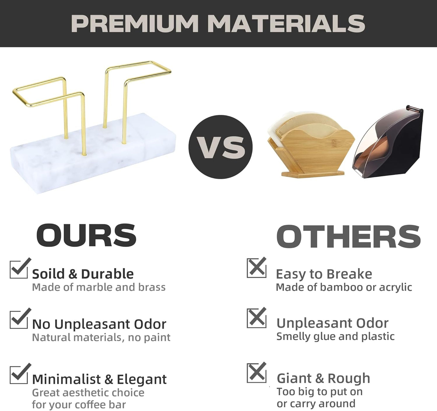 Dluxe Ave. Marble & Brass Rack Coffee Filter Container