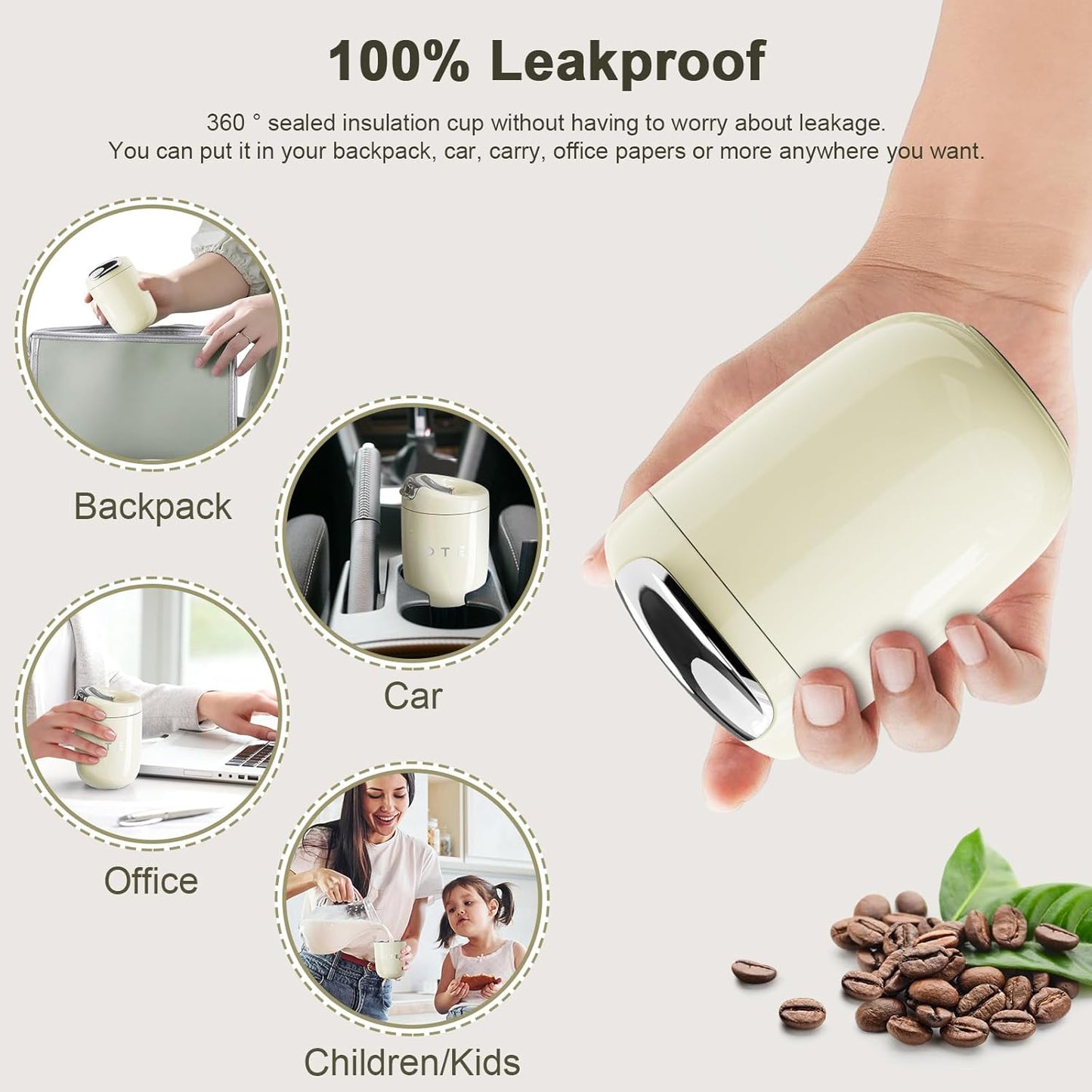 Dluxe Ave. OTE Coffee Cup Travel Mug 12oz/ 350 ML (Beige)