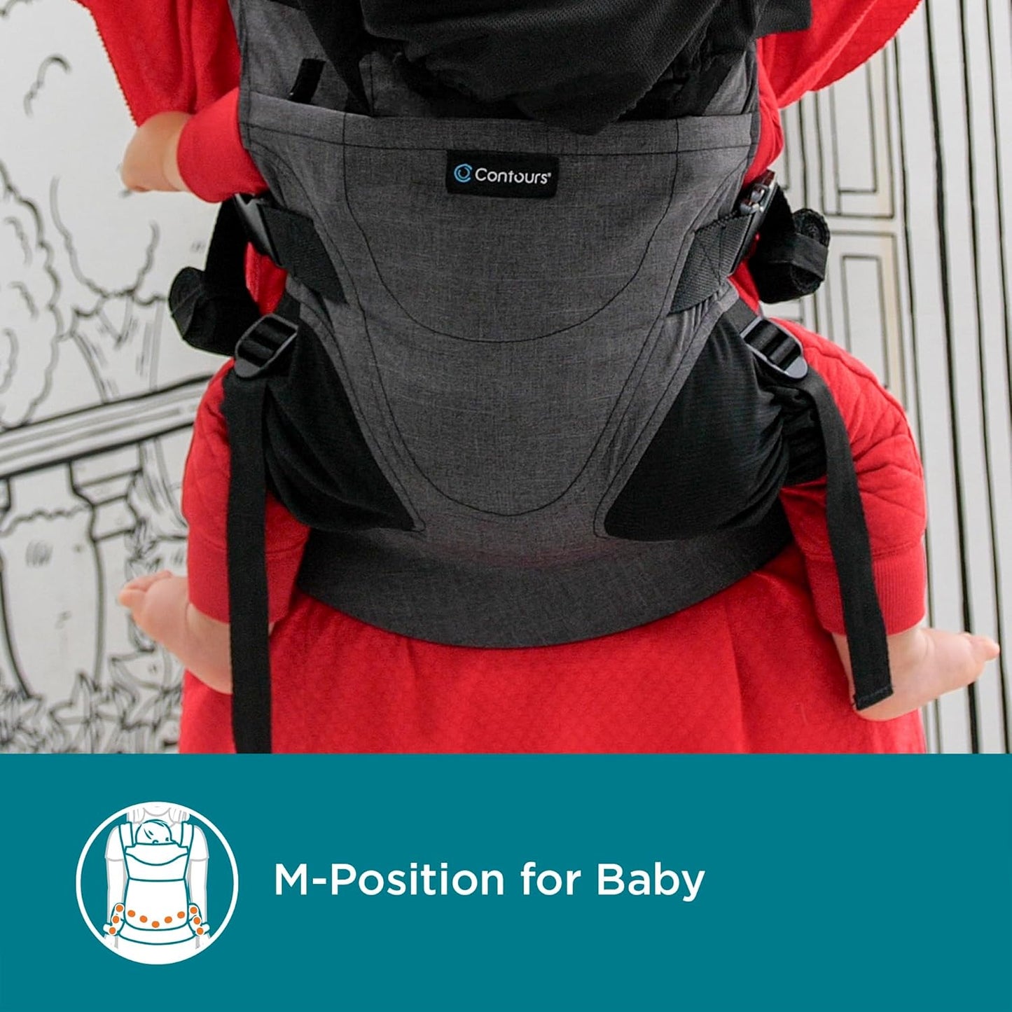 Dluxe Ave. Baby Carrier with Pockets/ Face in Face Out Front Back & Hip (8-45 lbs)/ Carbon Gray