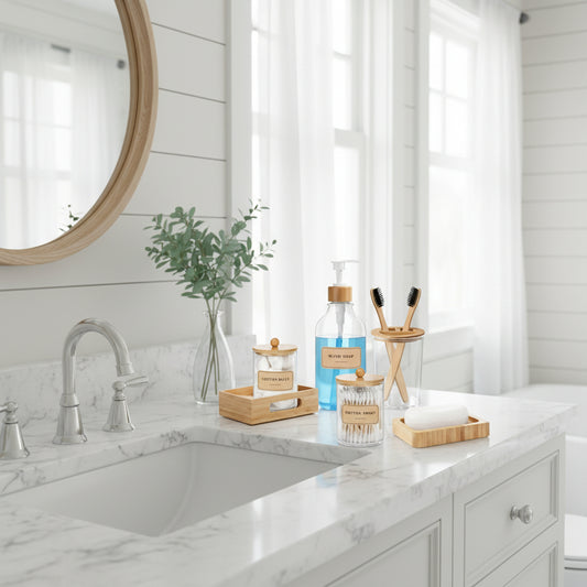 Dluxe Ave.  Bamboo Bathroom Accessory Set/ 5 Pcs
