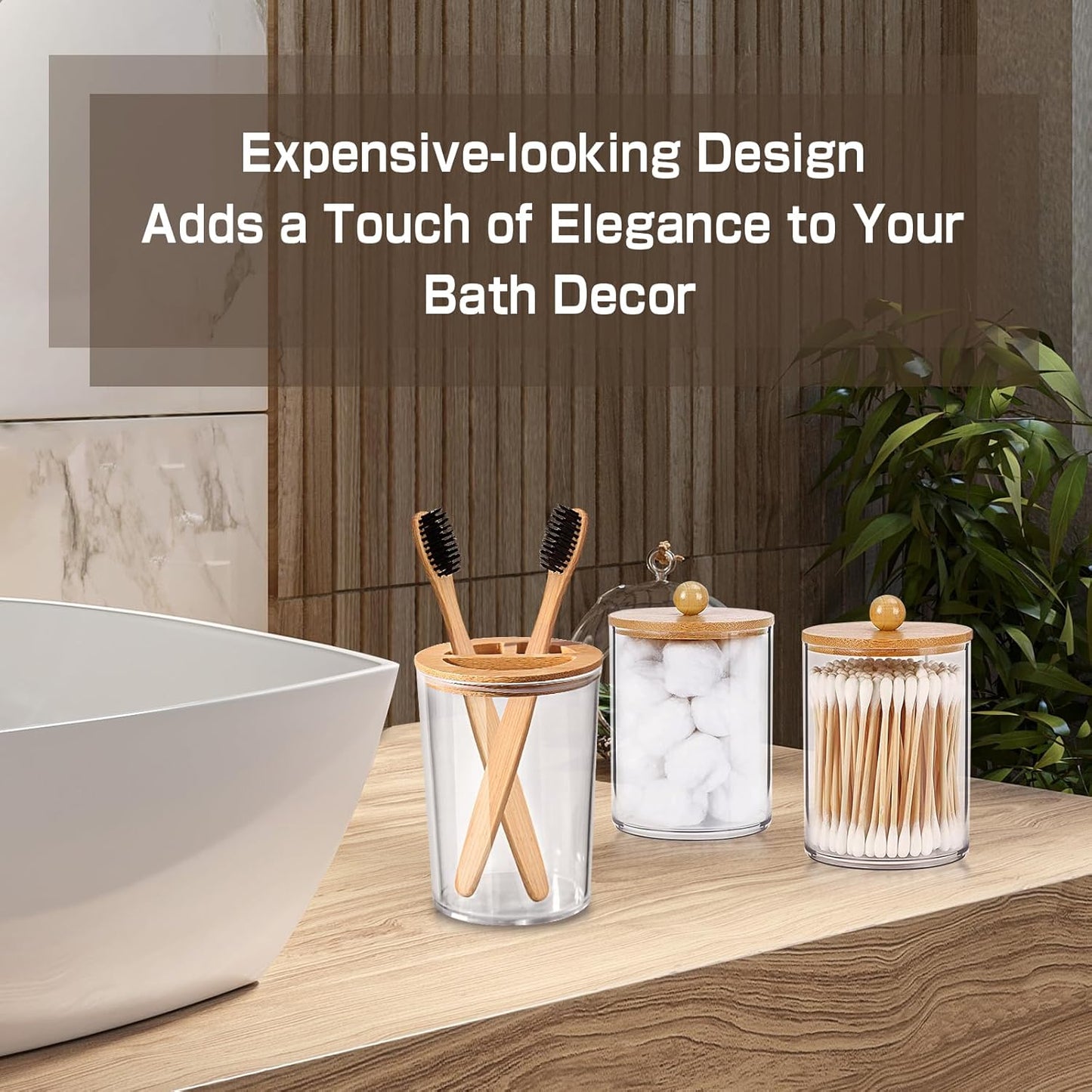 Dluxe Ave. ALPIRIRAL Bamboo Bathroom Accessory Set 5 Pcs Boho Bathroom Accessories Sets
