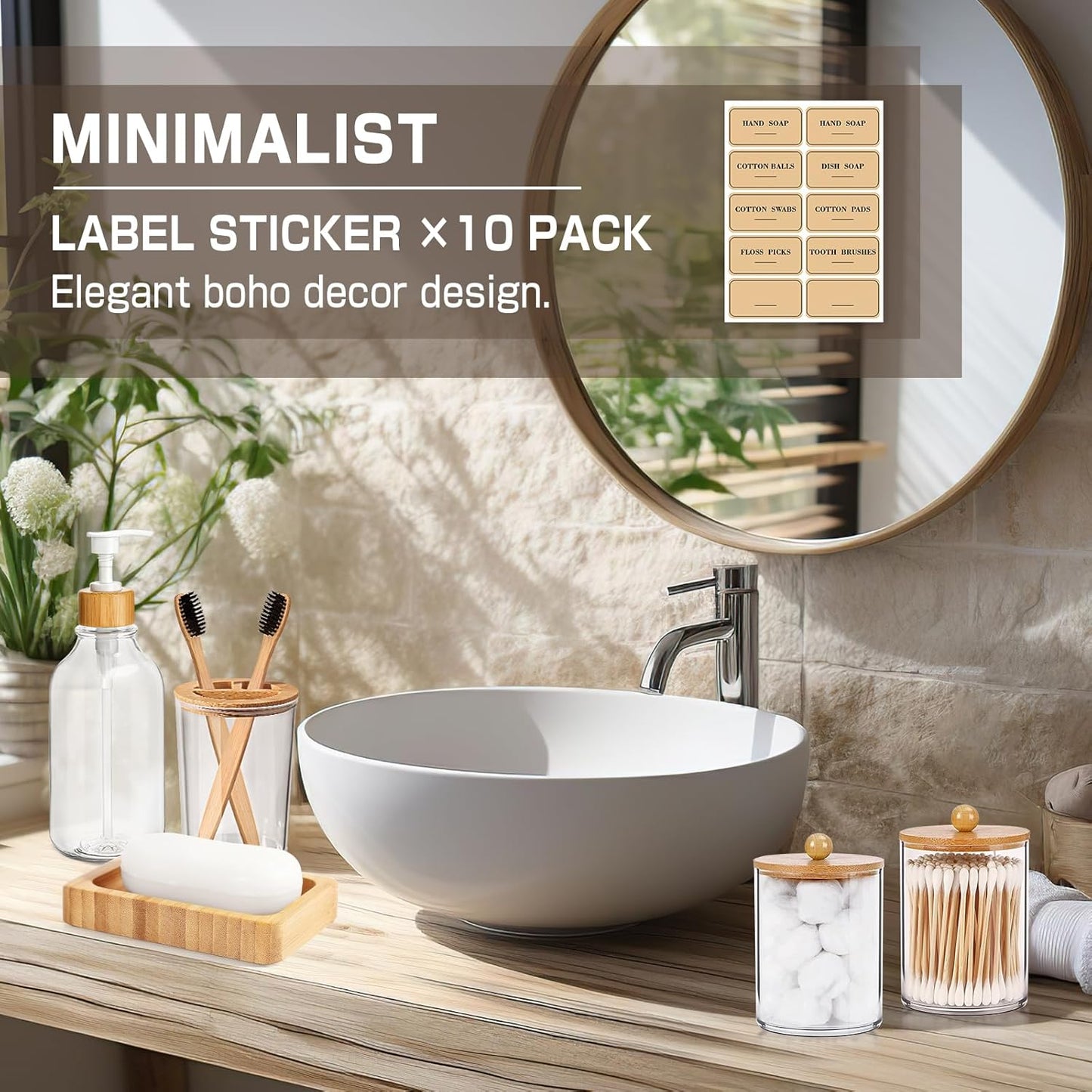 Dluxe Ave. ALPIRIRAL Bamboo Bathroom Accessory Set 5 Pcs Boho Bathroom Accessories Sets