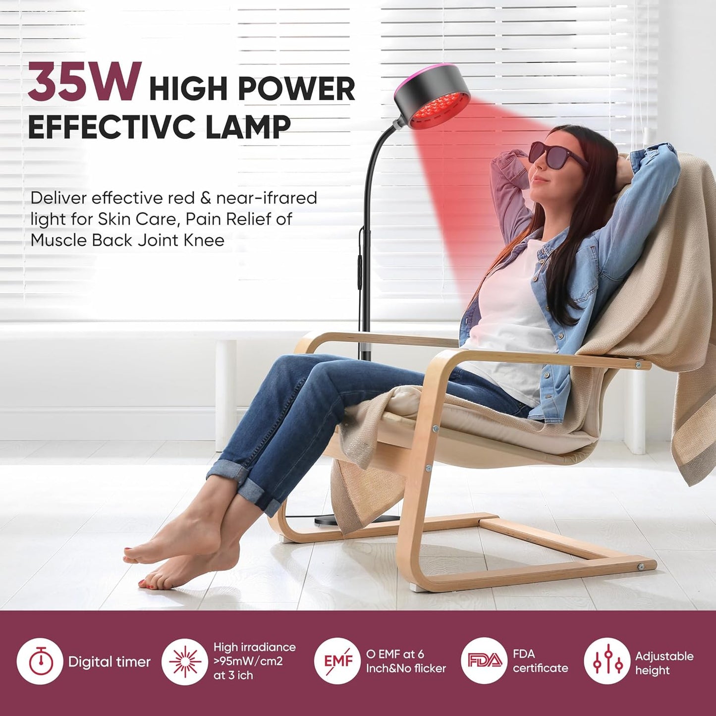 Dluxe Ave. Red Light Therapy for Face/ Infrared Light Therapy for Body 660nm Red Light and 850nm