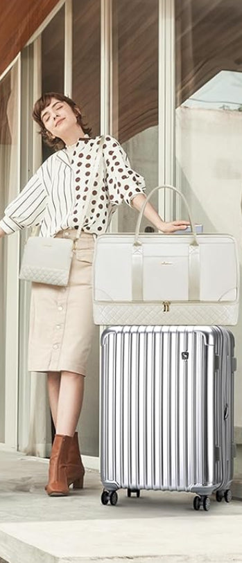 Dluxe Ave. Travel Duffle Bag with Shoe Compartment Carry on / Beige