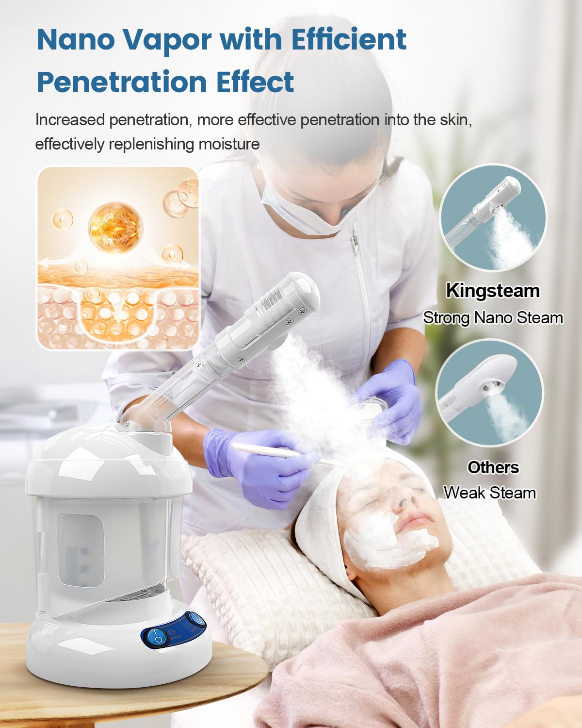 Dluxe Ave. Face Steamer with 360° Rotating Arm / White