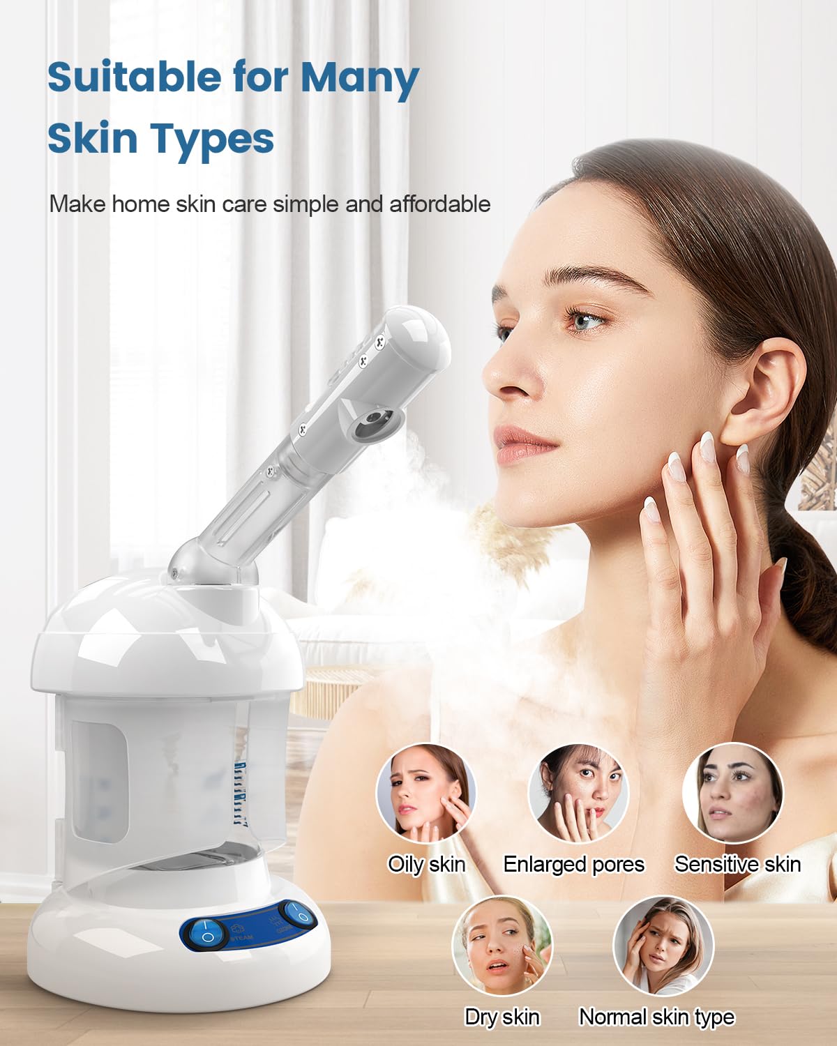 Dluxe Ave. Face Steamer with 360° Rotating Arm / White