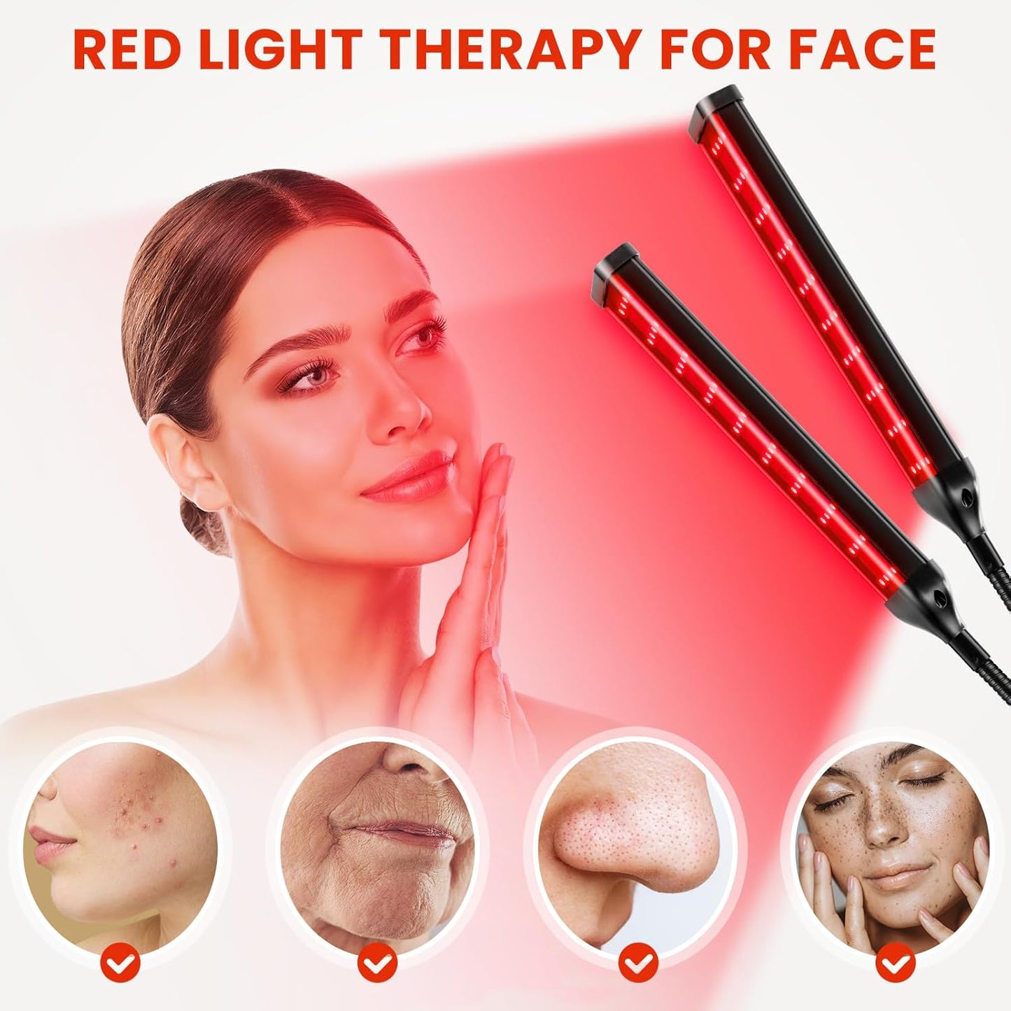 Dluxe Ave.  Red Light Therapy Lamp4 Head/ Infrared Light Therapy for Body Device with Adjustable Stand-660nm