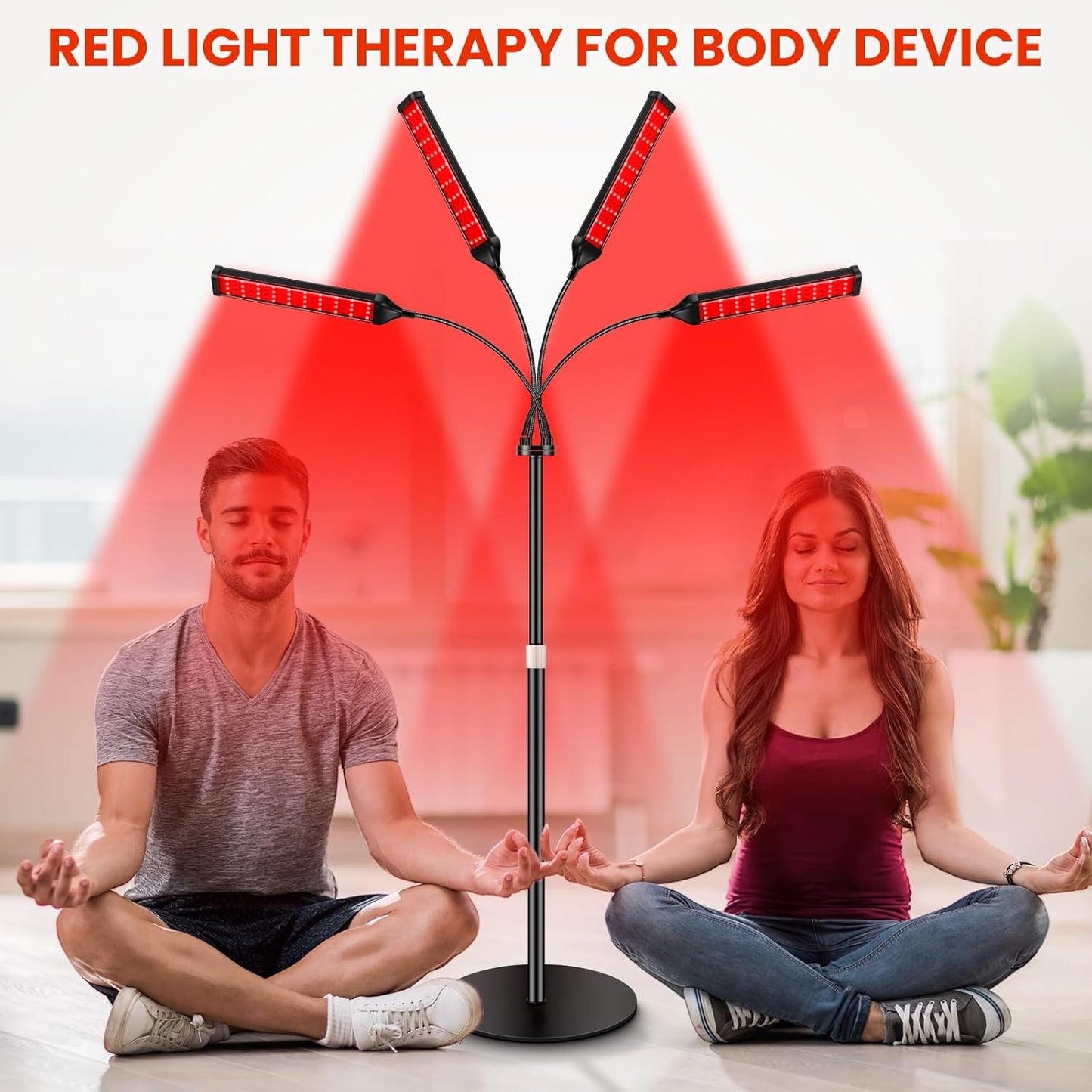 Dluxe Ave.  Red Light Therapy Lamp4 Head/ Infrared Light Therapy for Body Device with Adjustable Stand-660nm