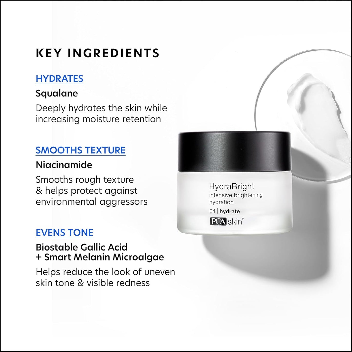 Dluxe Ave. PCA SKIN HydraBright Moisturizer - Facial Skin Care Products Hydrating Brightening Cream with Squalane Niacinamide - 1.69 oz Jar