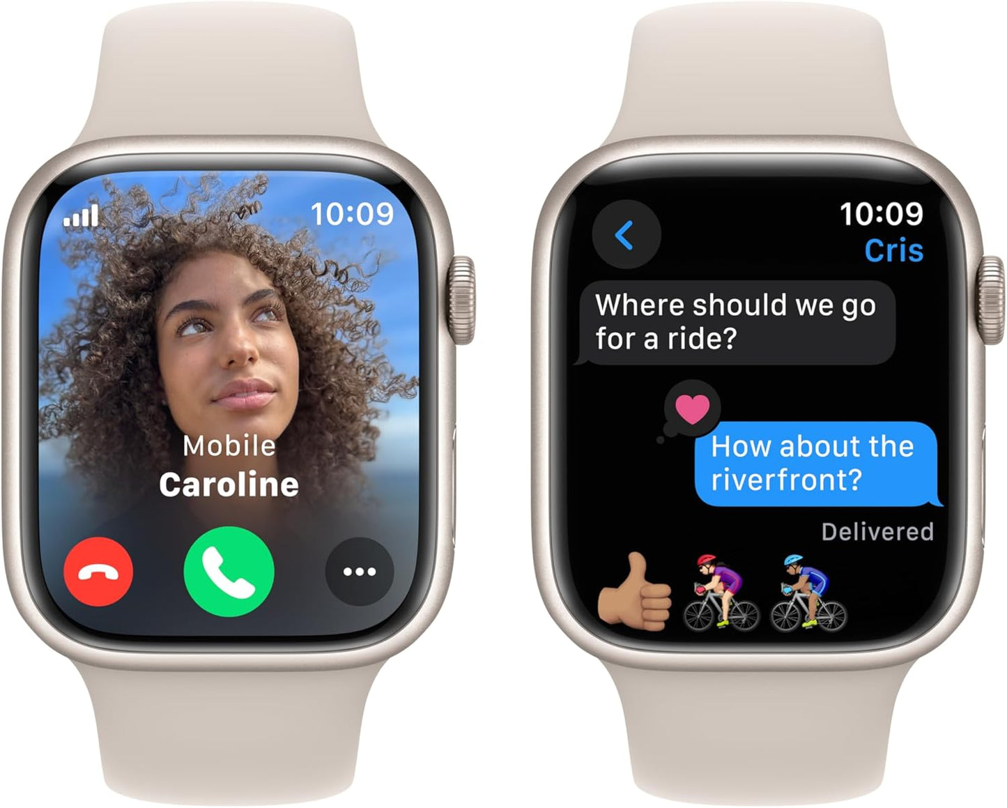 Dluxe Ave. Apple Watch Series 9 [GPS + Cellular 45mm] - Starlight Case with Starlight Sport Band S/M (Renewed)
