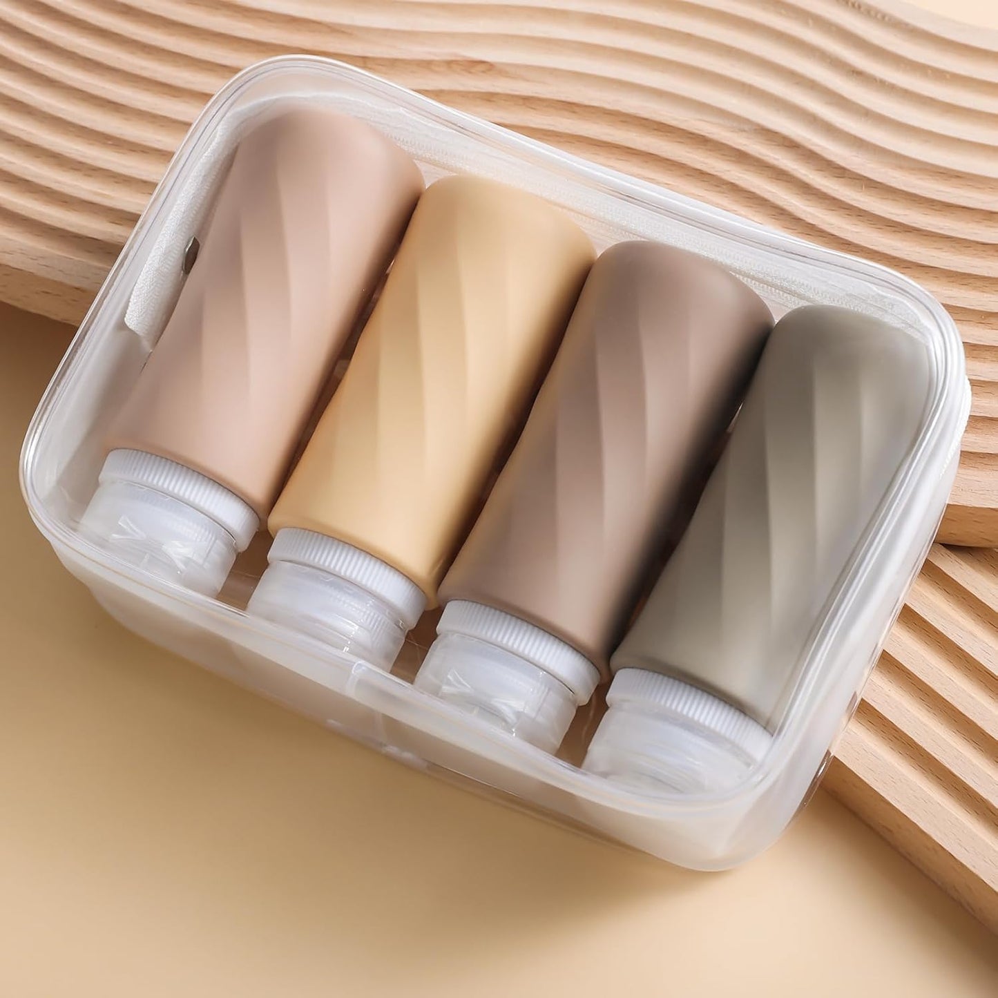 Dluxe Ave. Travel Bottles for Toiletries/ TSA Approved/ 3.3oz Portable/ BPA Free Leak Proof/ Squeezable Silicone/ 4 Pack