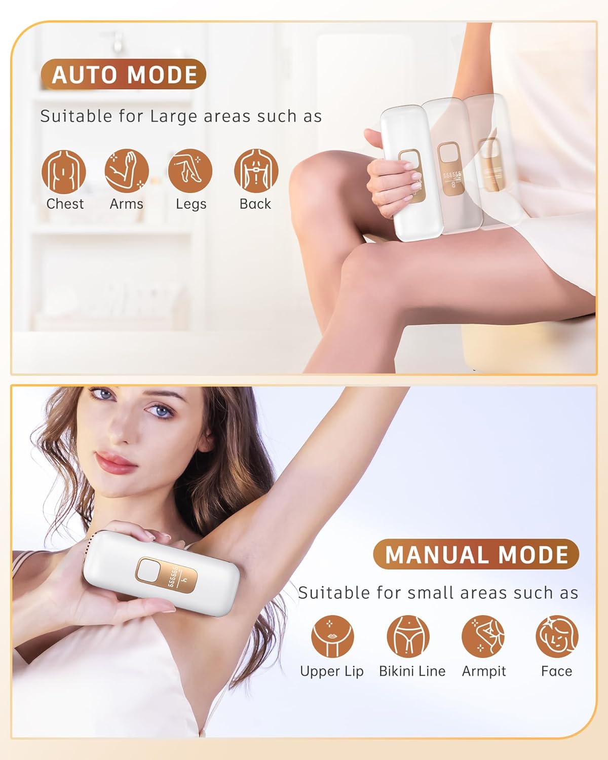 Dluxe Ave. Laser Hair Removal 3-in-1/ Hair Remover Epilators/ Face Arms Legs Armpits Bikini with 2 Mode 9 Energy Levels