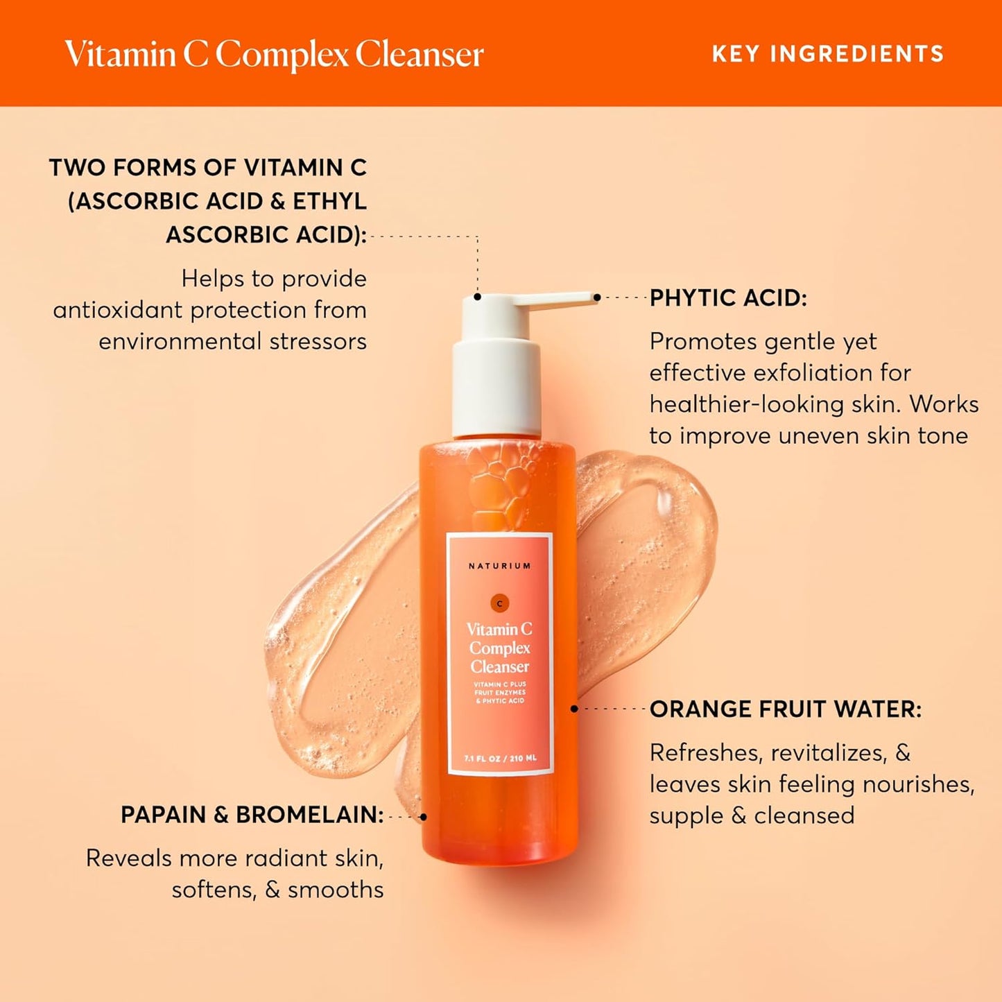 Dluxe Ave. Vitamin C Complex Cleanser/ Gently Exfoliating & Deeply Cleansing Foaming 7.1 oz