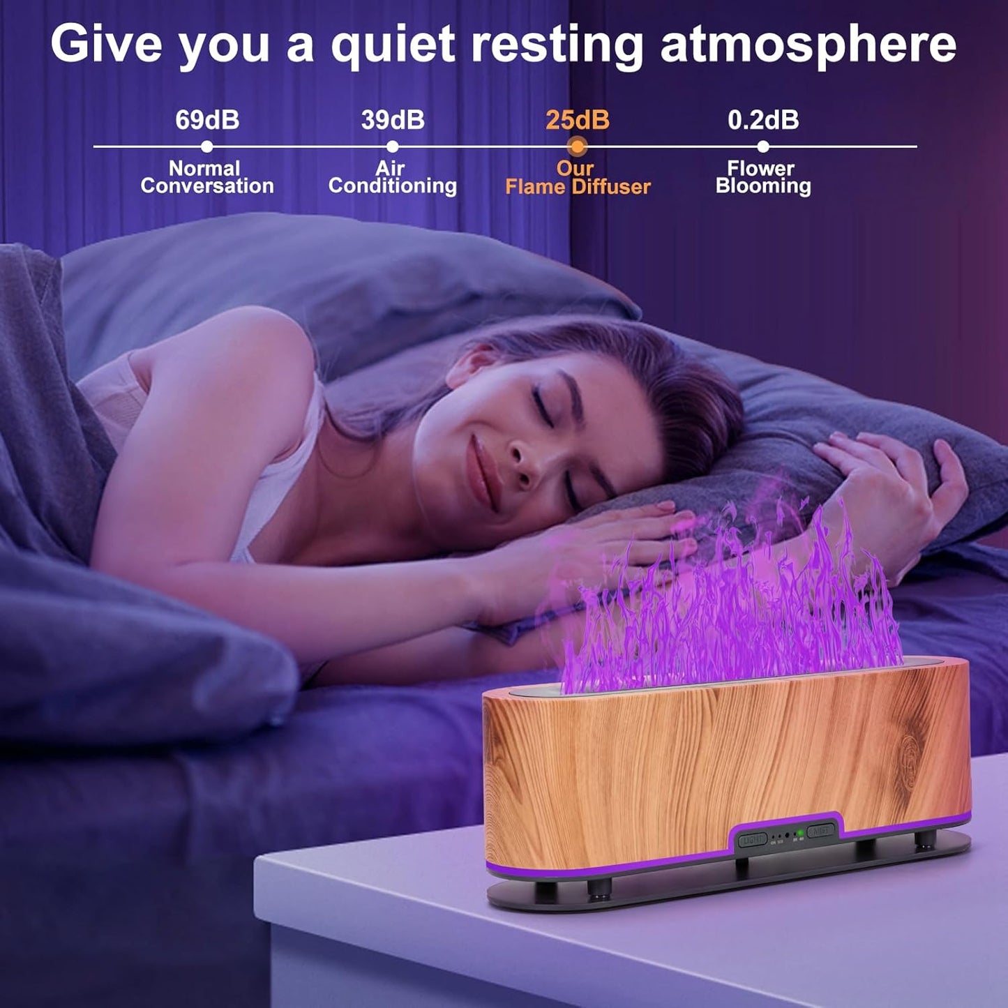 Dluxe Ave. Colorful Essential Oil Diffuser Upgraded 7 Flame Aroma Diffuser Diffuser Noiseless Aromatherapy Diffuser  200ML (Light Wood)