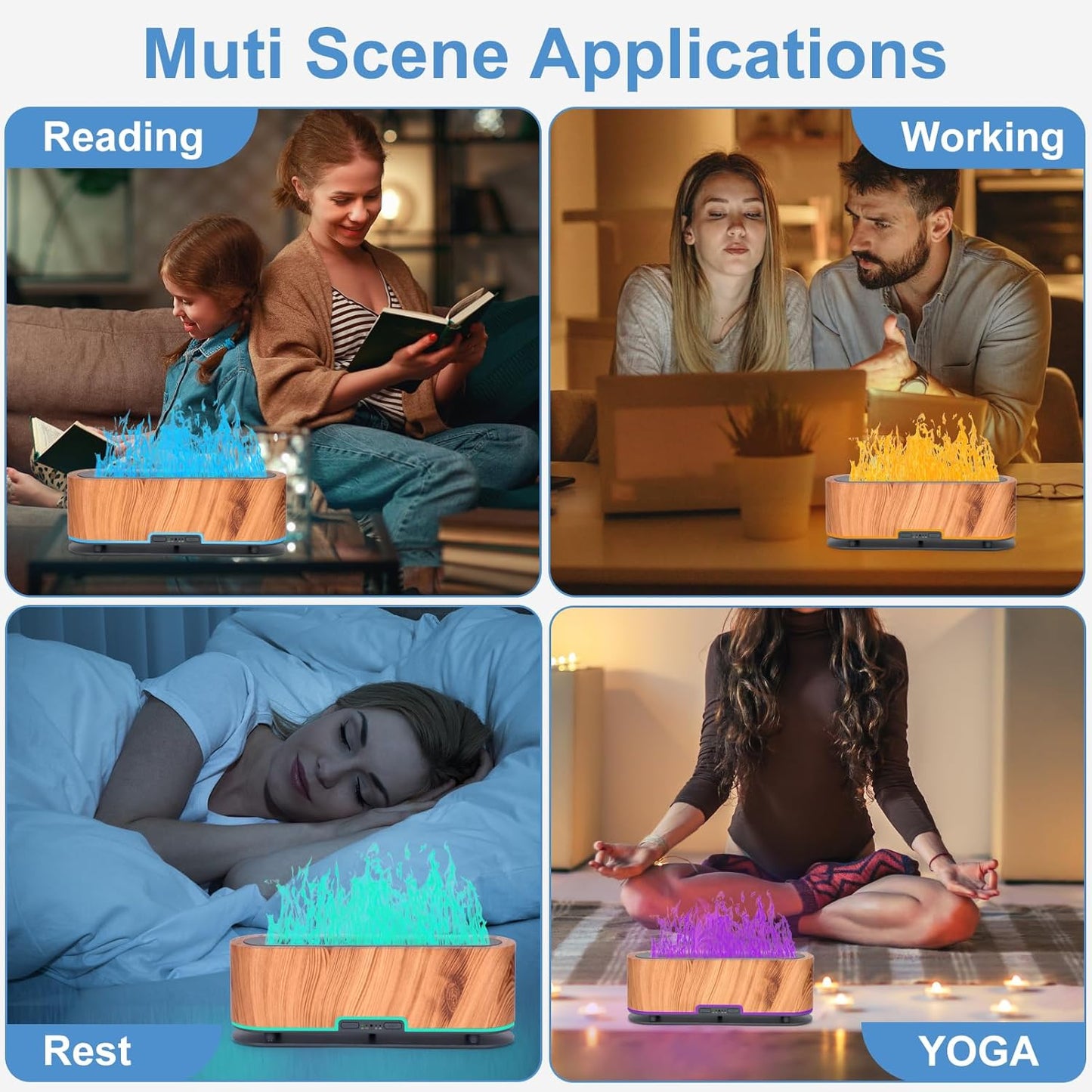 Dluxe Ave. Colorful Essential Oil Diffuser Upgraded 7 Flame Aroma Diffuser Diffuser Noiseless Aromatherapy Diffuser  200ML (Light Wood)