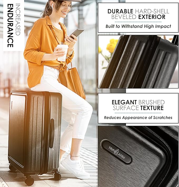 Dluxe Ave. 4 Piece Expandable Large Suitcases / TSA Lock/ Spinner Wheels/ (Black)