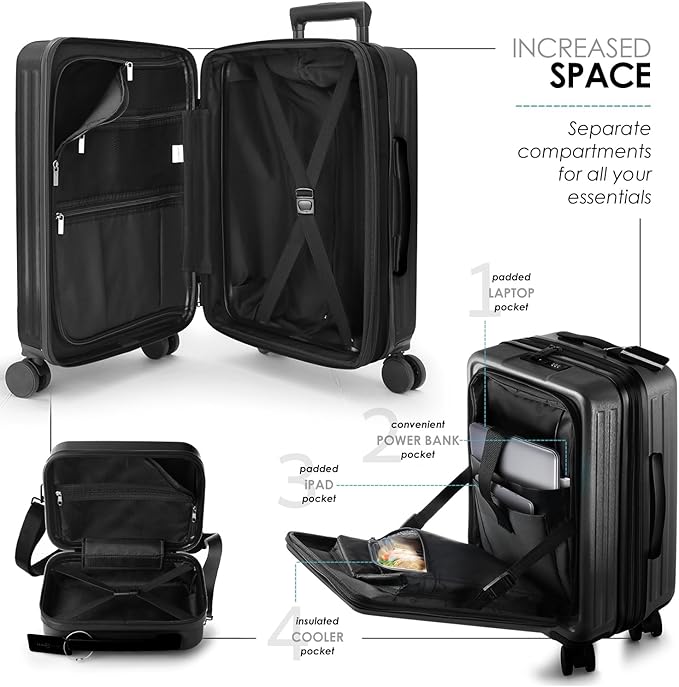 Dluxe Ave. 4 Piece Expandable Large Suitcases / TSA Lock/ Spinner Wheels/ (Black)