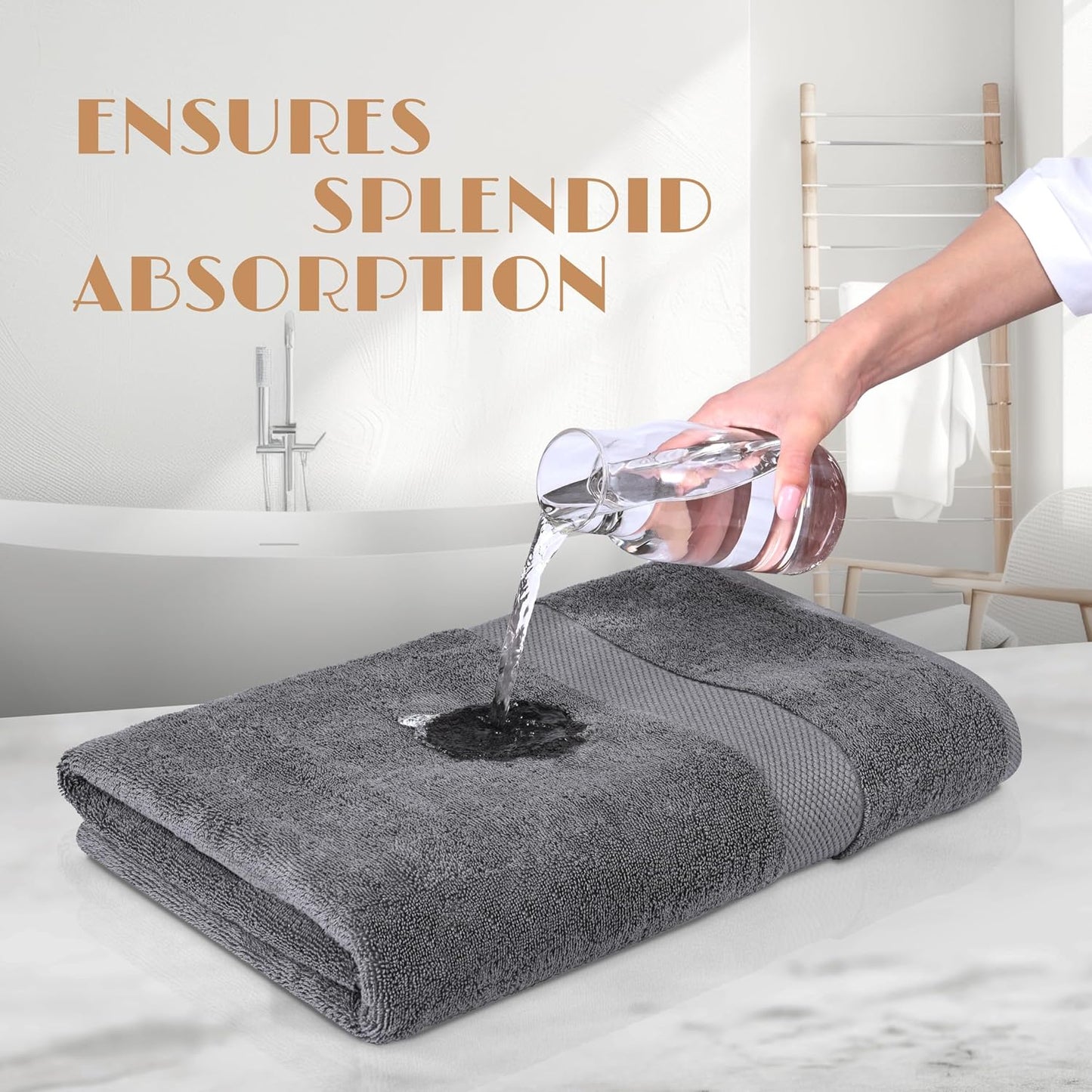 Dluxe Ave. White Classic Luxury Soft Bath Towels - 650 GSM Cotton Luxury Bath Towels Extra Large 35x70 Dark Gray 2 Pack