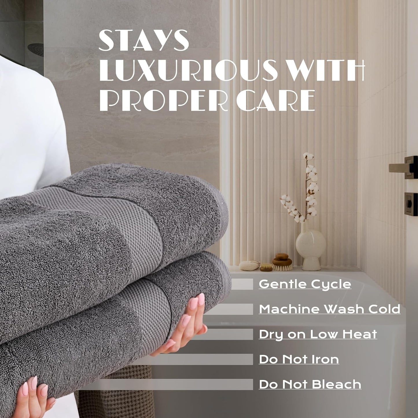 Dluxe Ave. White Classic Luxury Soft Bath Towels - 650 GSM Cotton Luxury Bath Towels Extra Large 35x70 Dark Gray 2 Pack