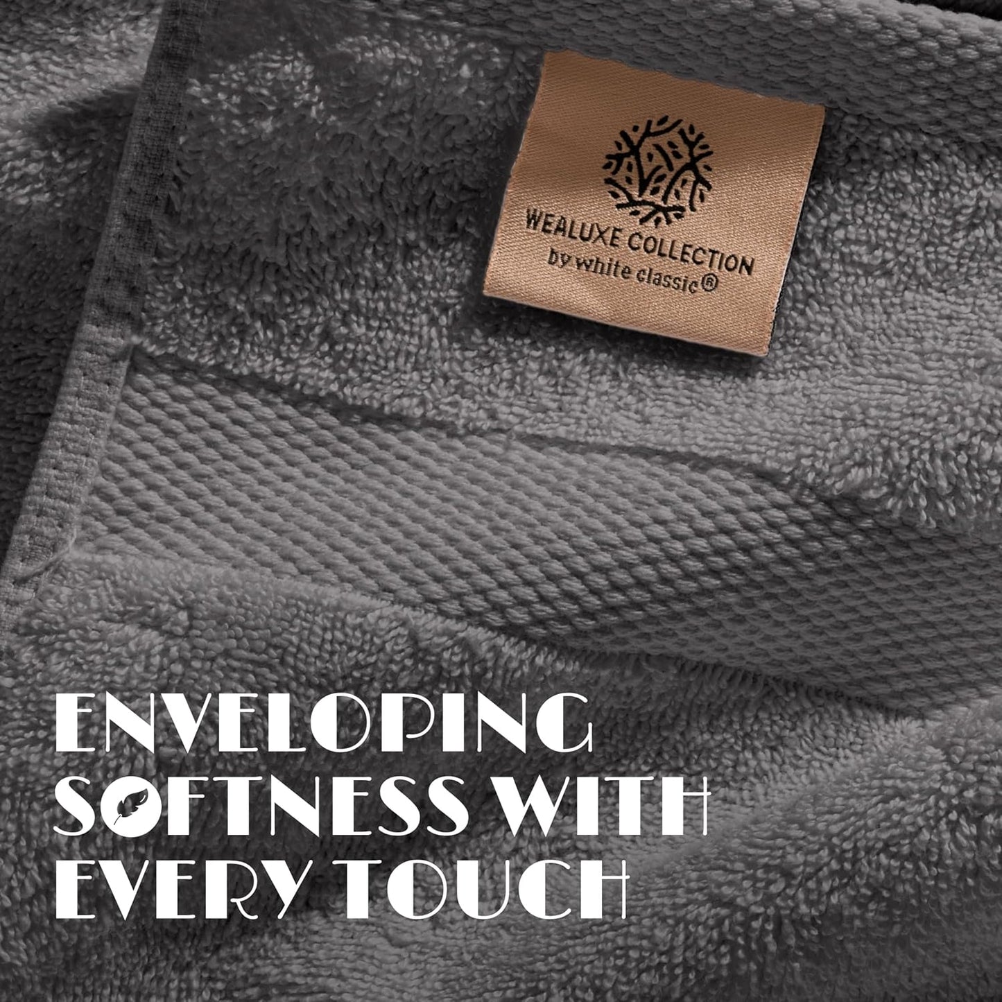 Dluxe Ave. White Classic Luxury Soft Bath Towels - 650 GSM Cotton Luxury Bath Towels Extra Large 35x70 Dark Gray 2 Pack